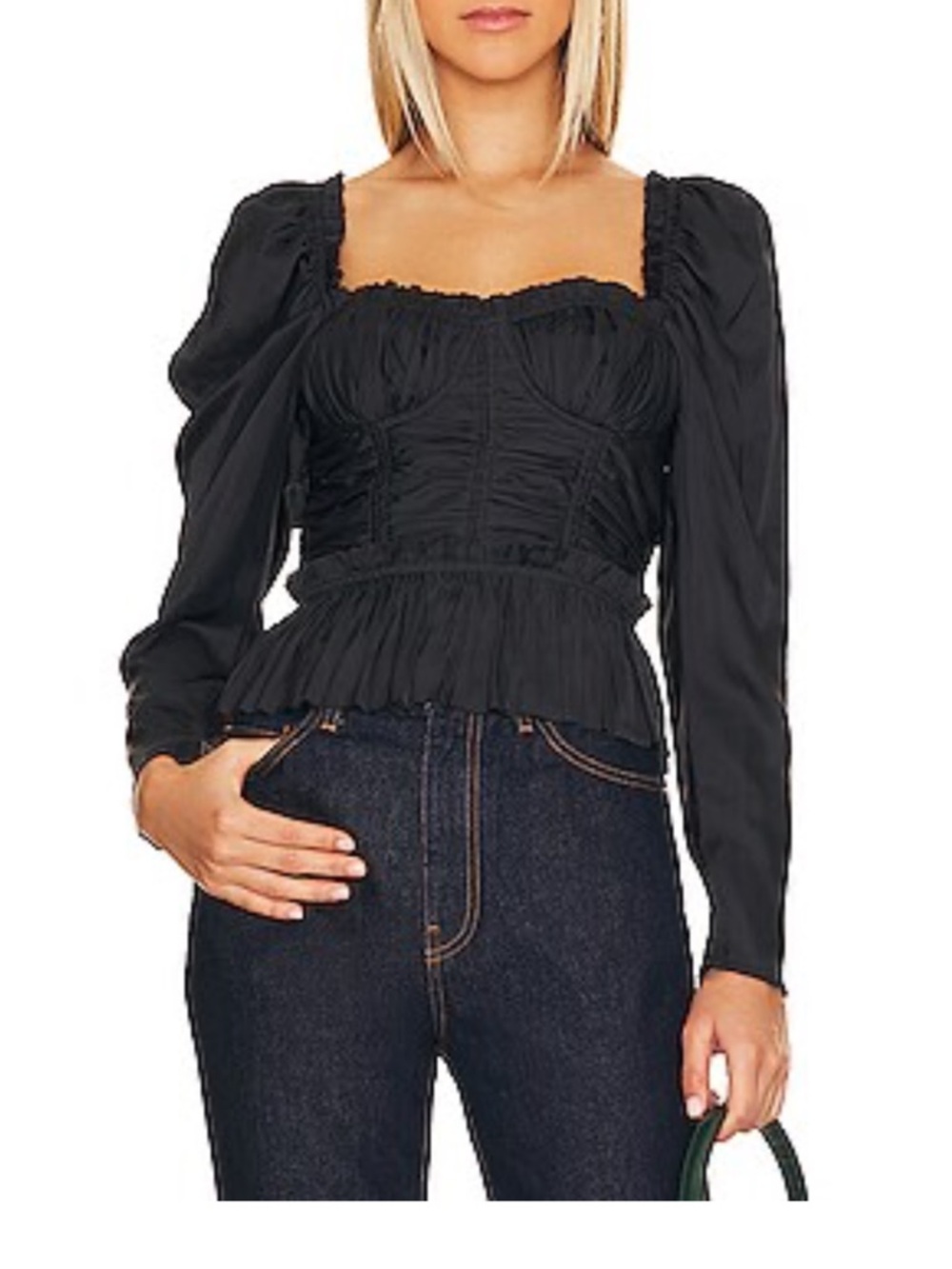 NWT Ulla Johnson Mia top Ruffled Gathered Peplum Satin Corset Blouse